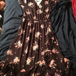 Long black floral dress